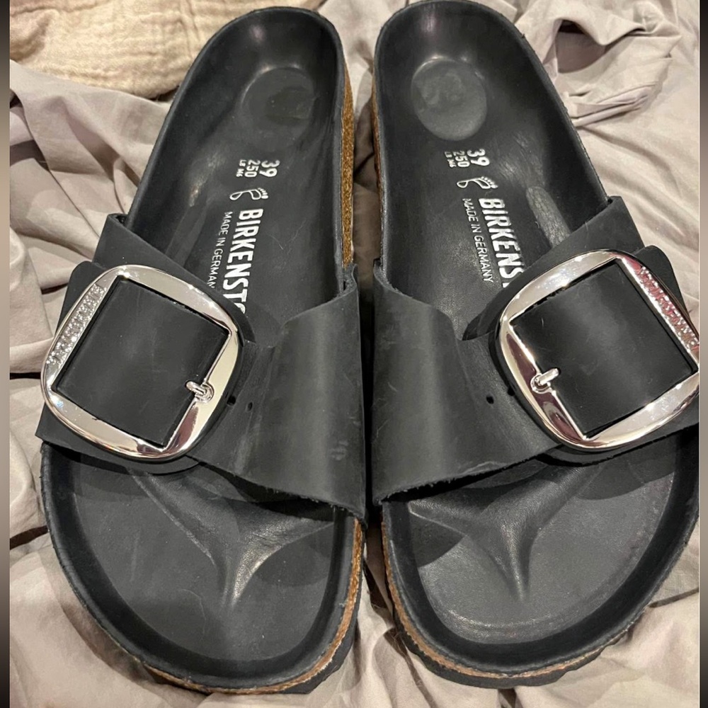 Birkenstock Black Madrid Buckle Sandals